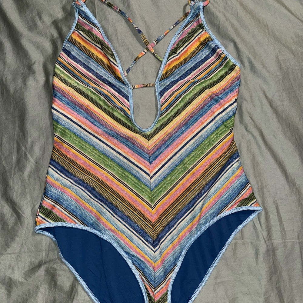 Becca East Village Printed Plunge One-Piece Swimsuit - Madison Southern Charm - Picture 4 of 11